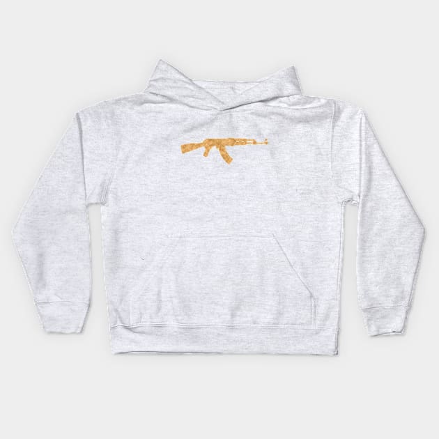 Gold AK47 Rifle Kids Hoodie by nolabel